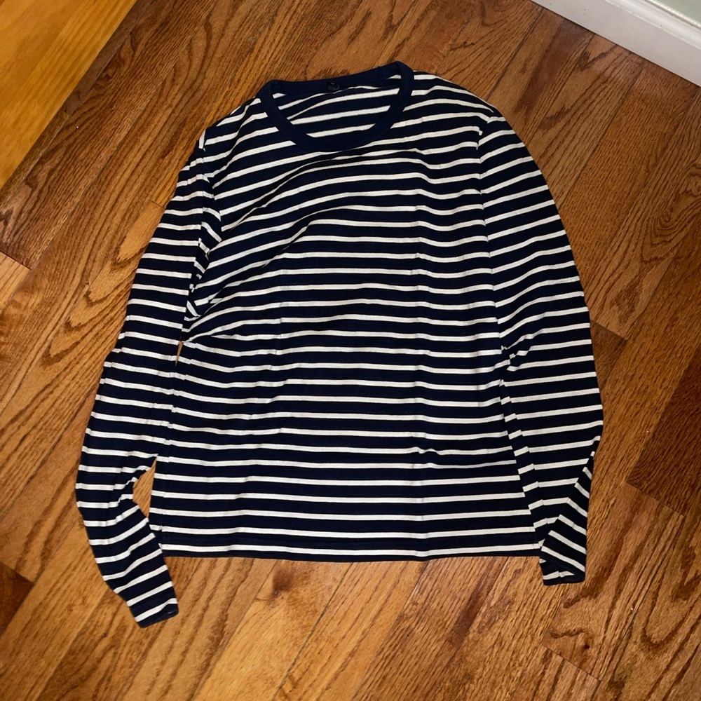 Uniqlo navy/white Striped Long Sleeve Shirt size medium men’s